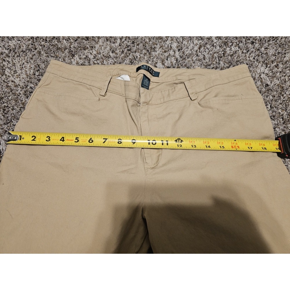 Polo Ralph Lauren Womens Sz 14 Pants Khakis Straight Leg Tan Unique Zip Detail - Picture 9 of 11